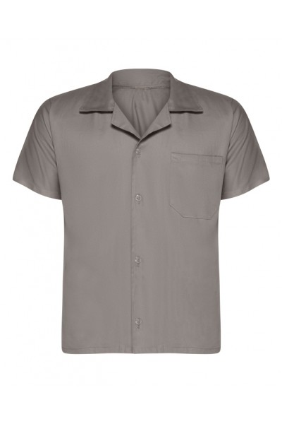 Camisa m/curta com botões brim cinza (G)